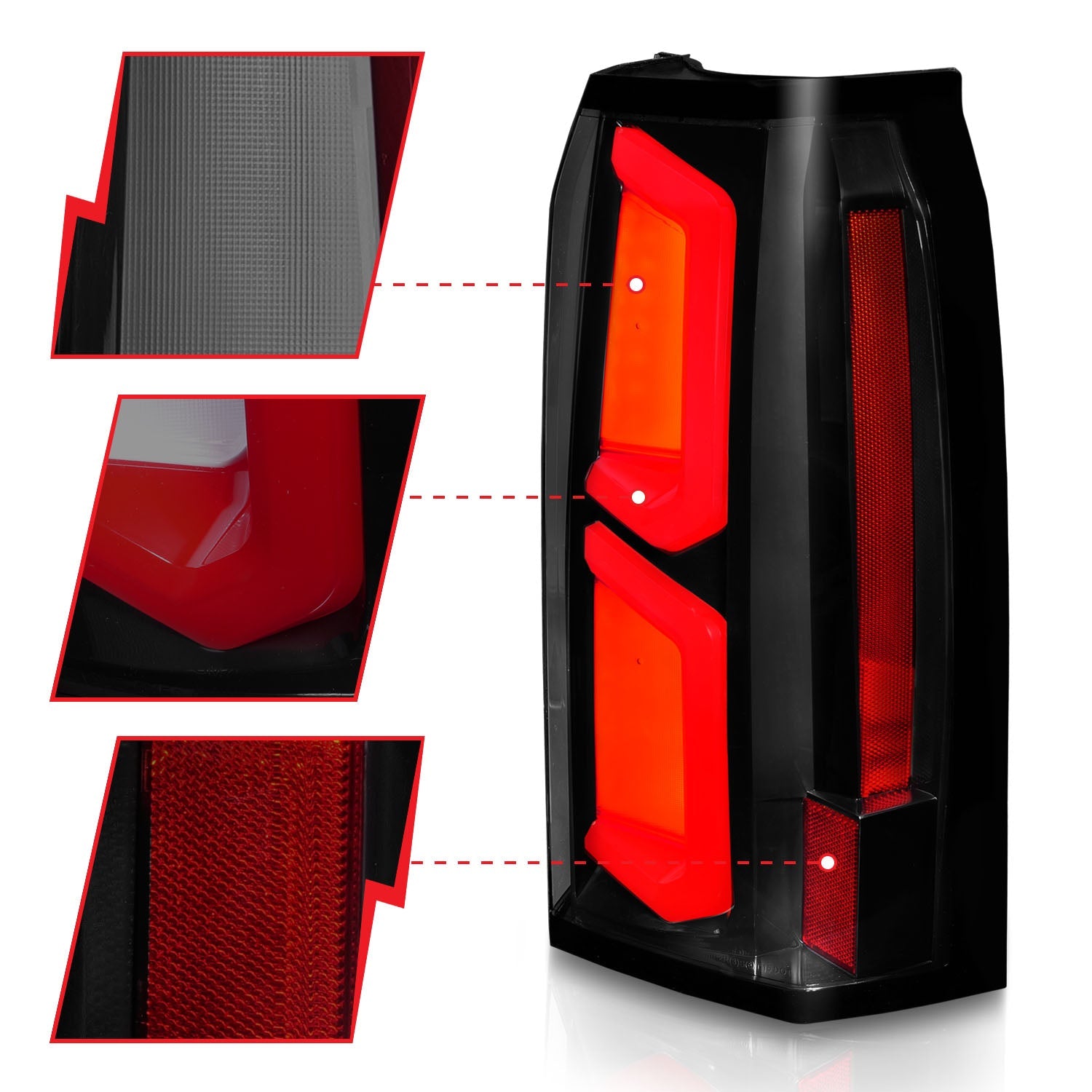 CHEVY TAHOE/SUBURBAN 15-20 LED C BAR STYLE TAIL LIGHTS BLACK SMOKE LENS