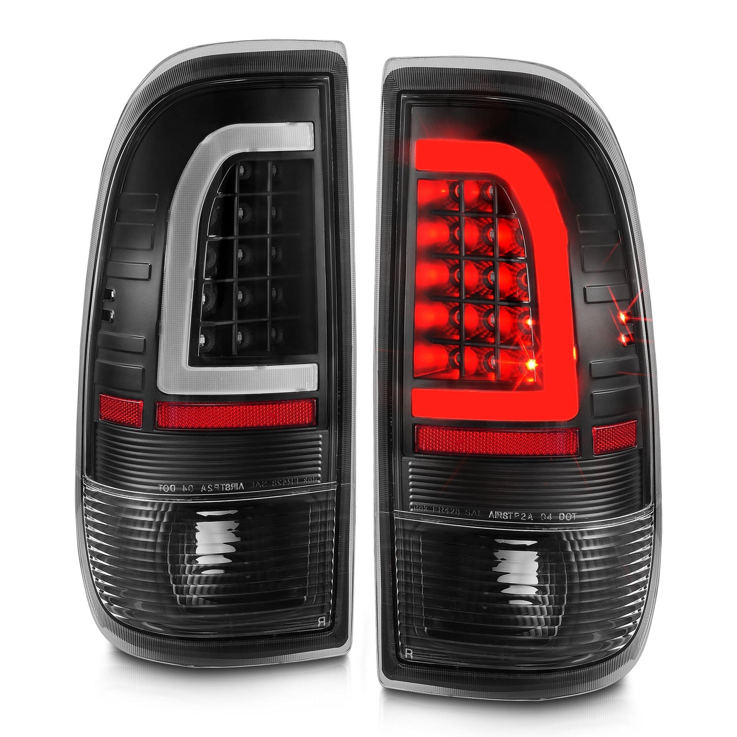 FORD F-150/250 97-03 LIGHTDUTY / F-250/F-350 SUPERDUTY 99-07 LED C BAR TAIL LIGHTS BLACK CLEAR LENS
