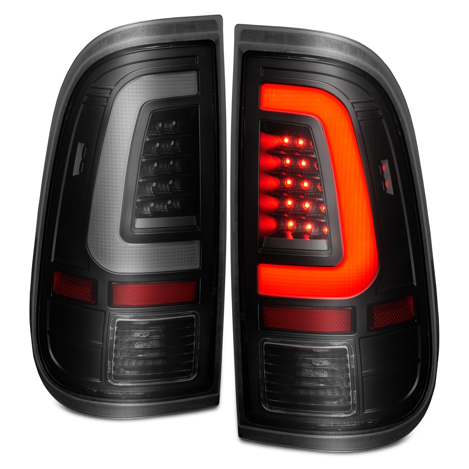 FORD F-250/350/450 SUPER DUTY 08-16 LED C BAR TAIL LIGHTS BLACK SMOKE LENS