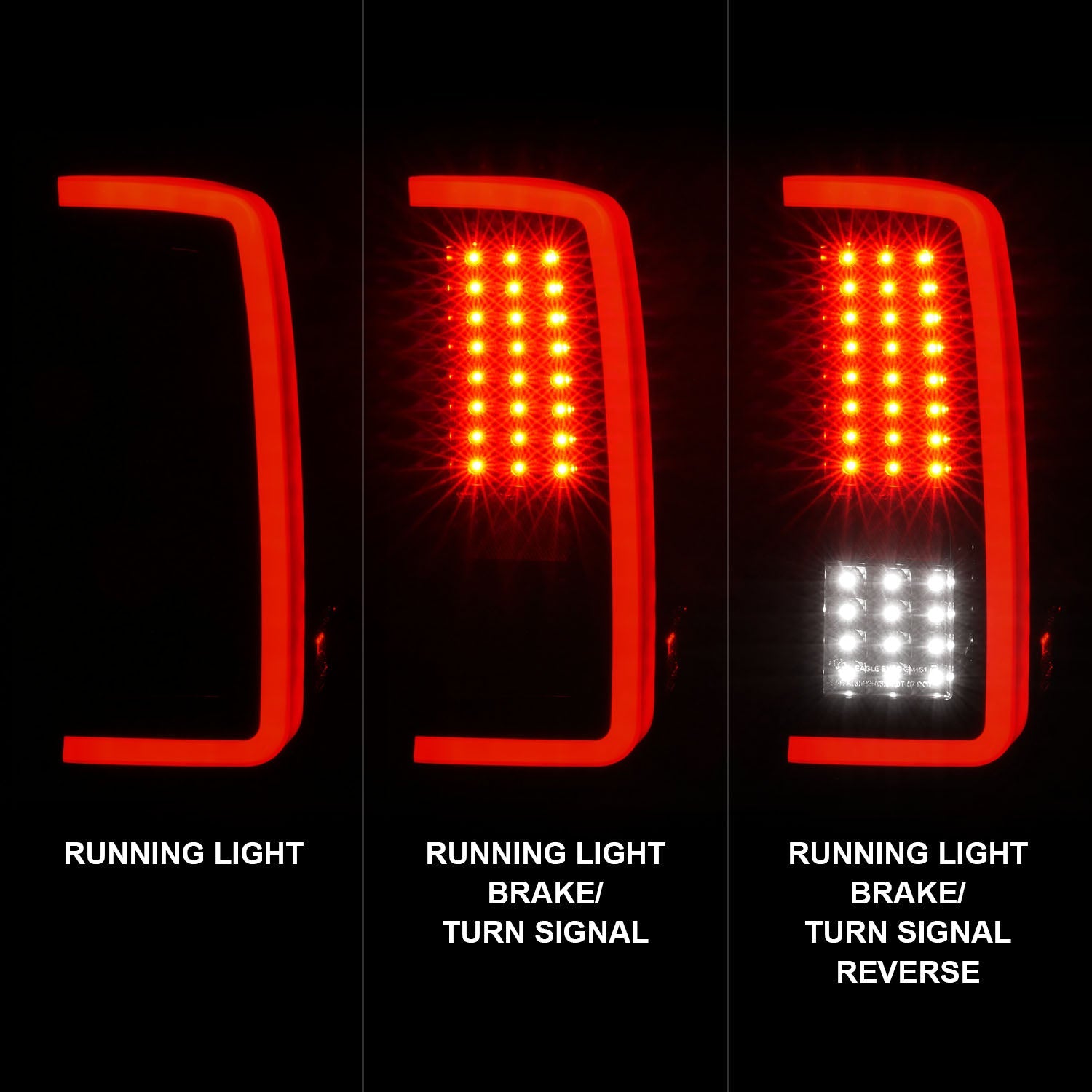 CHEVY SILVERADO 1500 07-13 / 2500HD/3500HD 07-14 FULL LED C BAR STYLE TAIL LIGHTS BLACK CLEAR LENS