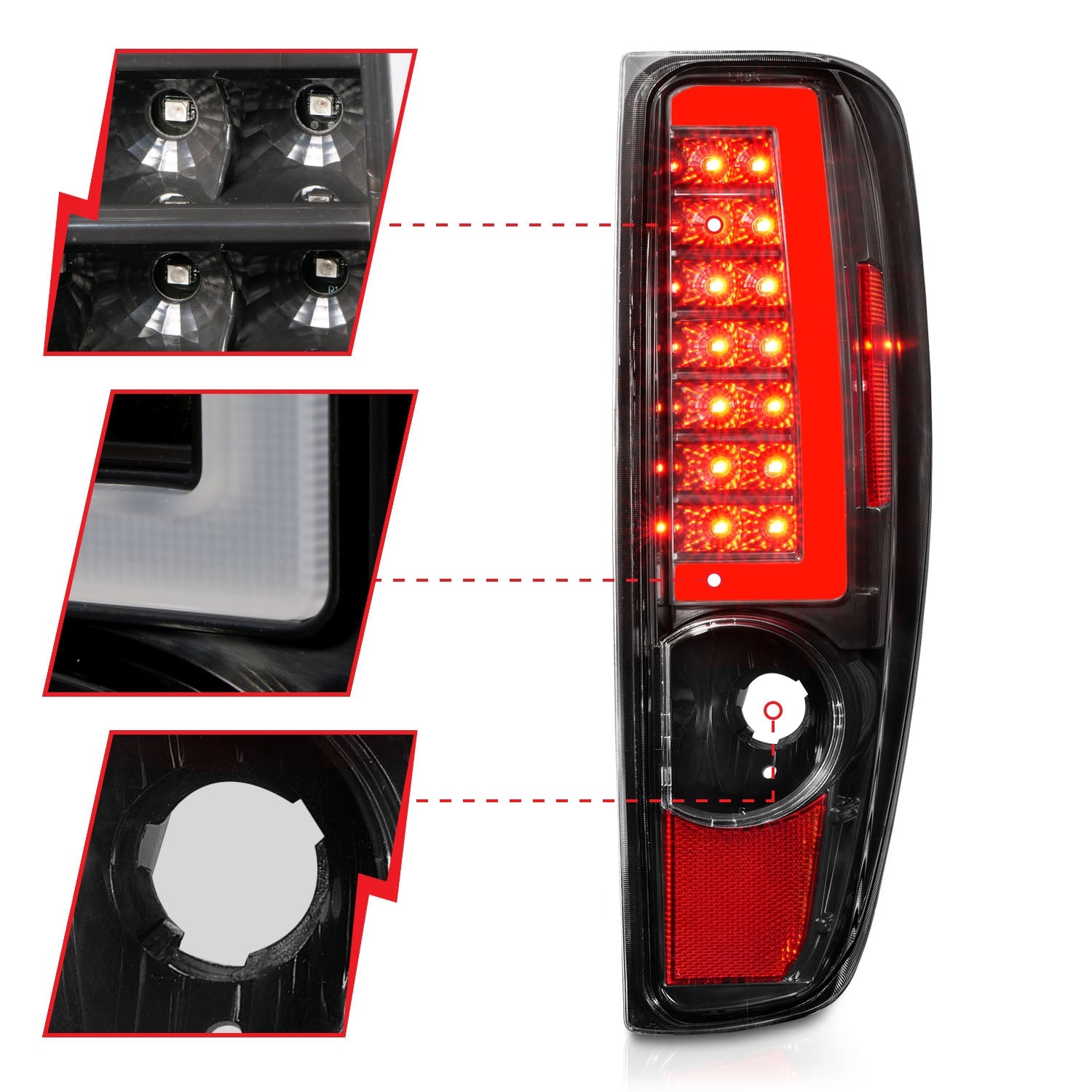 CHEVY COLORADO 04-12 / GMC CANYON 04-12 LED C LIGHT BAR TAIL LIGHTS BLACK