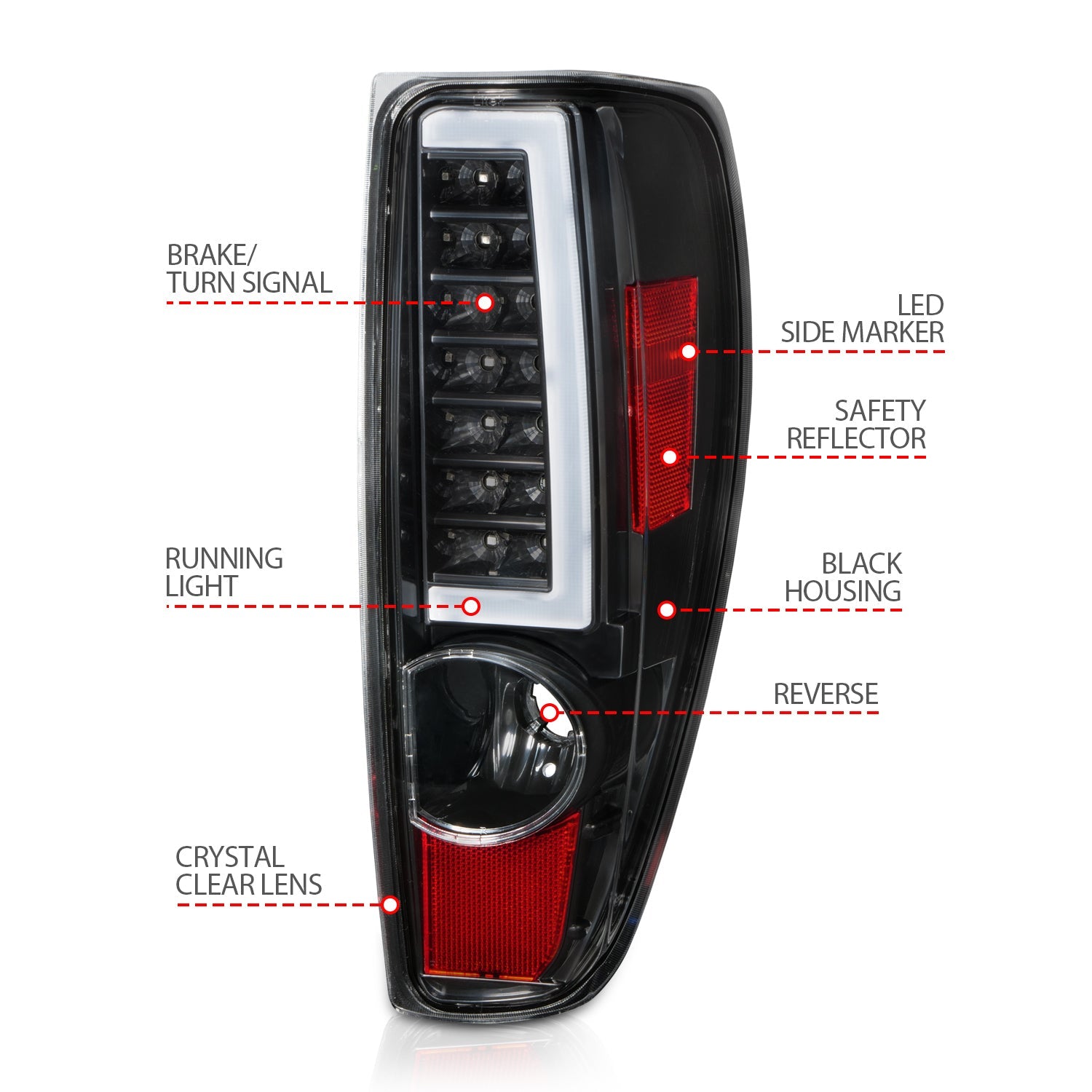 CHEVY COLORADO 04-12 / GMC CANYON 04-12 LED C LIGHT BAR TAIL LIGHTS BLACK