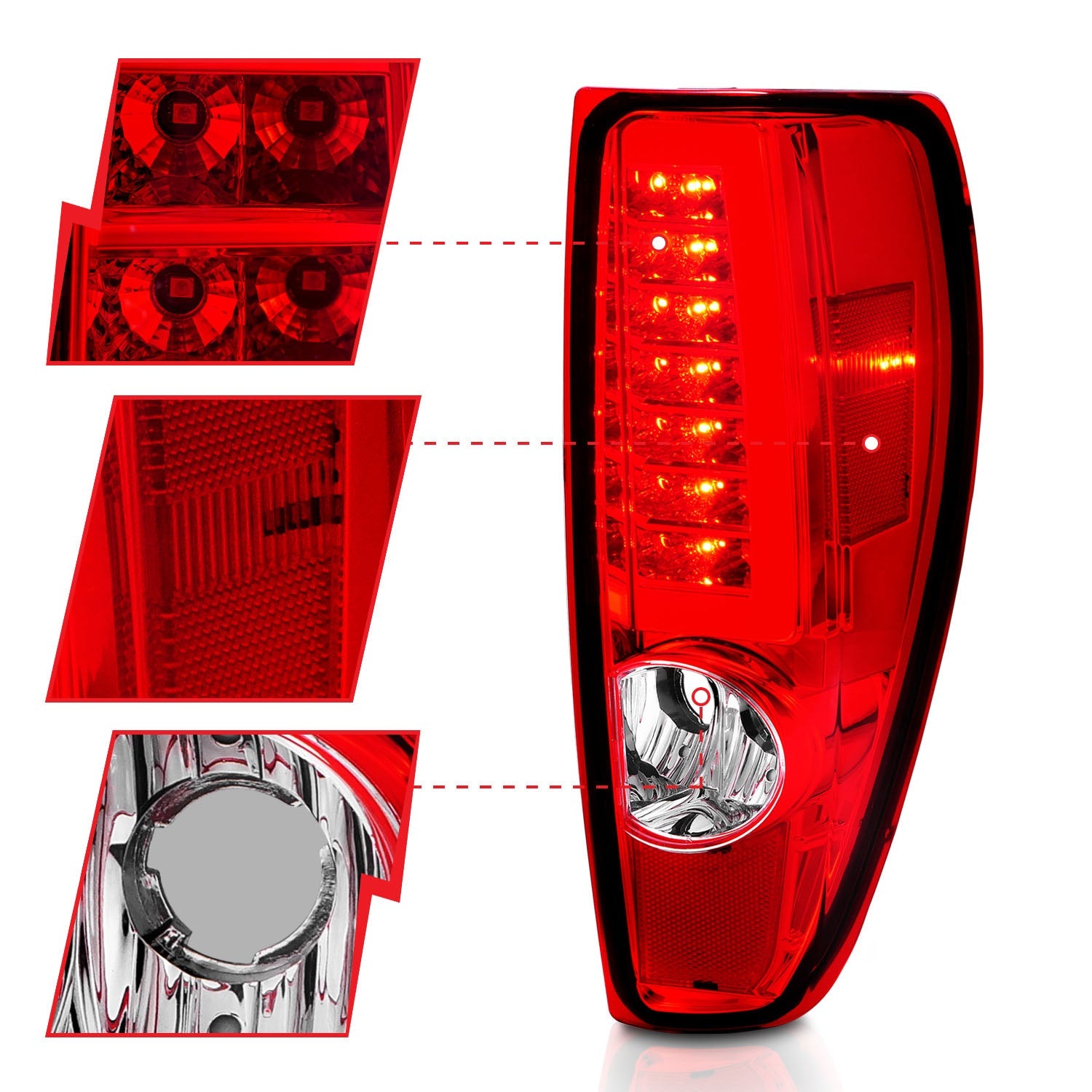 CHEVY COLORADO 04-12 / GMC CANYON 04-12 LED C BAR STYLE TAIL LIGHTS CHROME RED/CLEAR LENS