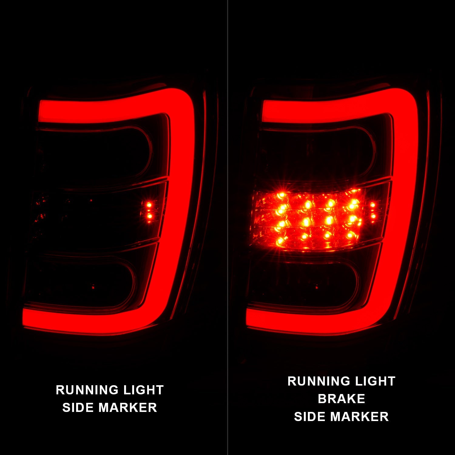 JEEP GRAND CHEROKEE 99-04 LED C BAR TAIL LIGHTS CHROME RED/CLEAR LENS