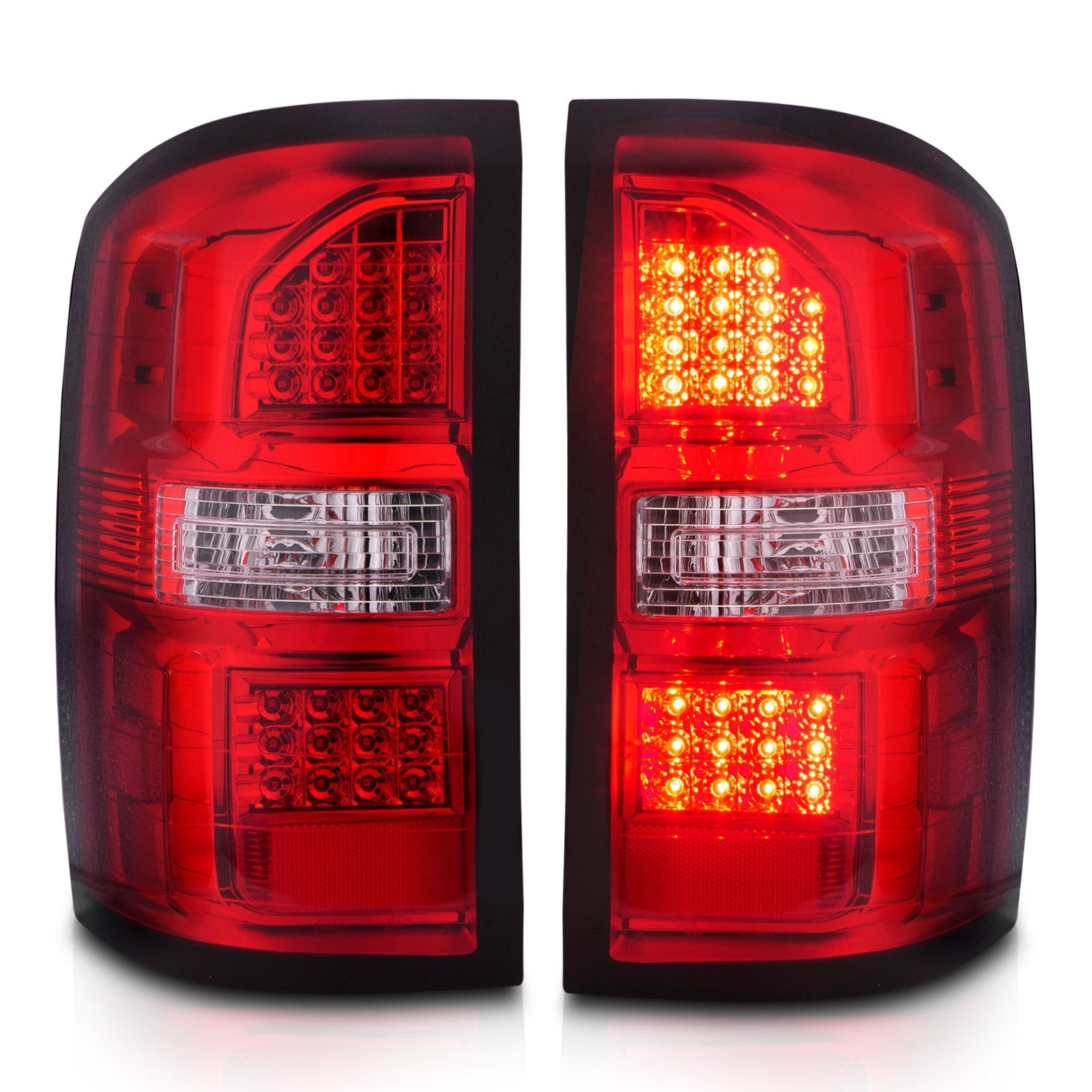GMC SIERRA 1500 14-18 / 2500HD/3500HD 15-19 LED TAIL LIGHTS RED/CLEAR LENS CHROME (SINGLE REAR WHEEL)(NOT FOR OE FACTORY LED MODELS)