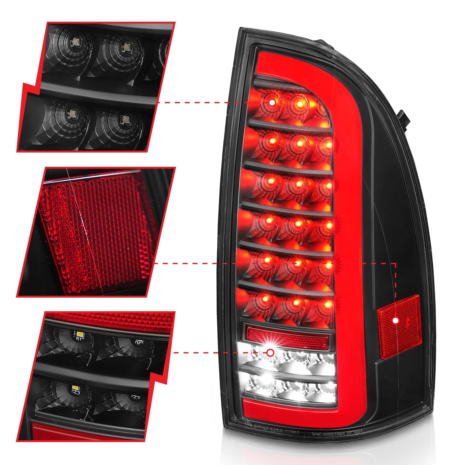 TOYOTA TACOMA 05-15 LED BAR STYLE TAIL LIGHTS BLACK CLEAR LENS W/ SEQUENTIAL SIGNAL