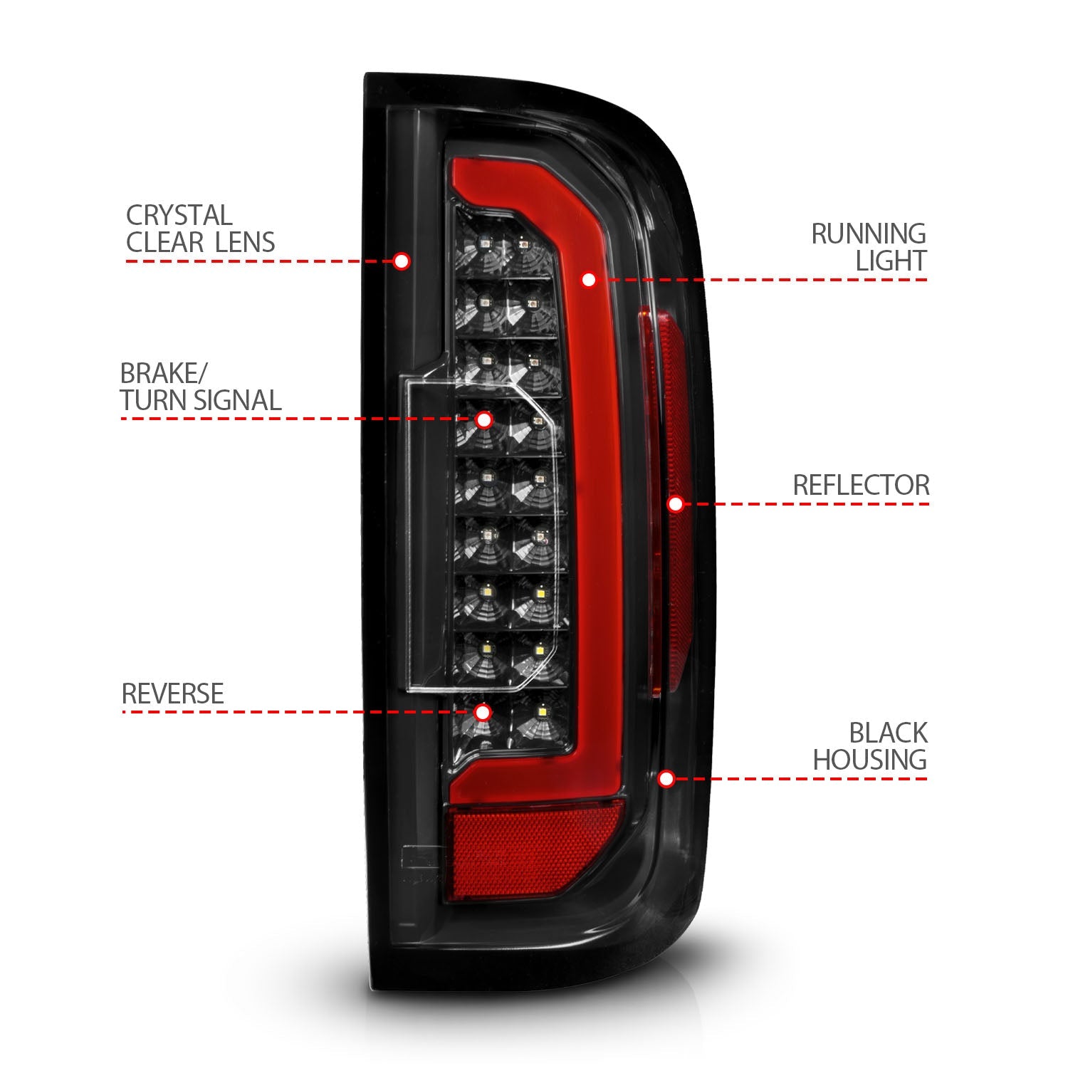 GMC CANYON 15-22 LED TAIL LIGHTS BLACK CLEAR LENS (RED LIGHT BAR)