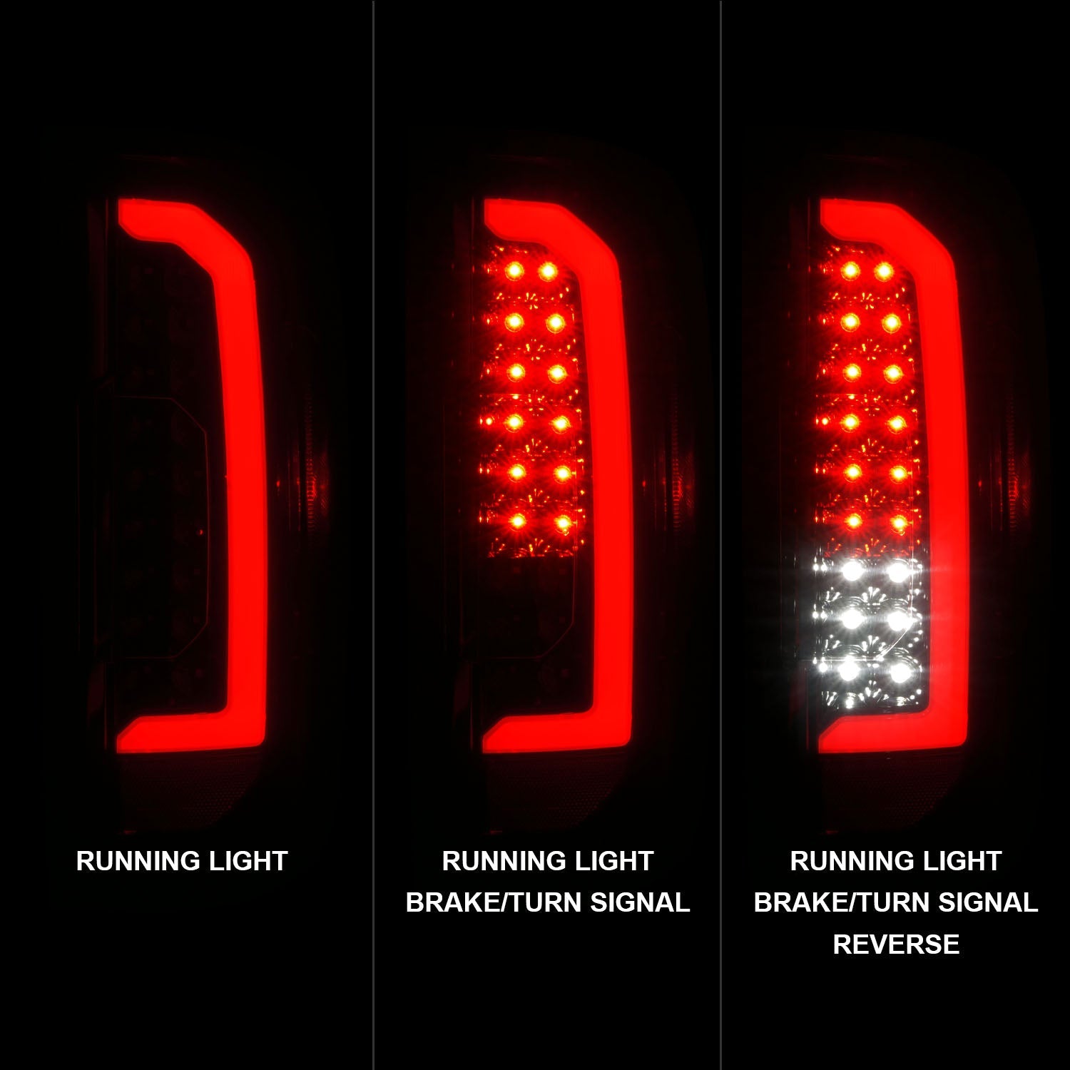 GMC CANYON 15-22 FULL LED TAIL LIGHTS BLACK SMOKE LENS (RED LIGHT BAR)