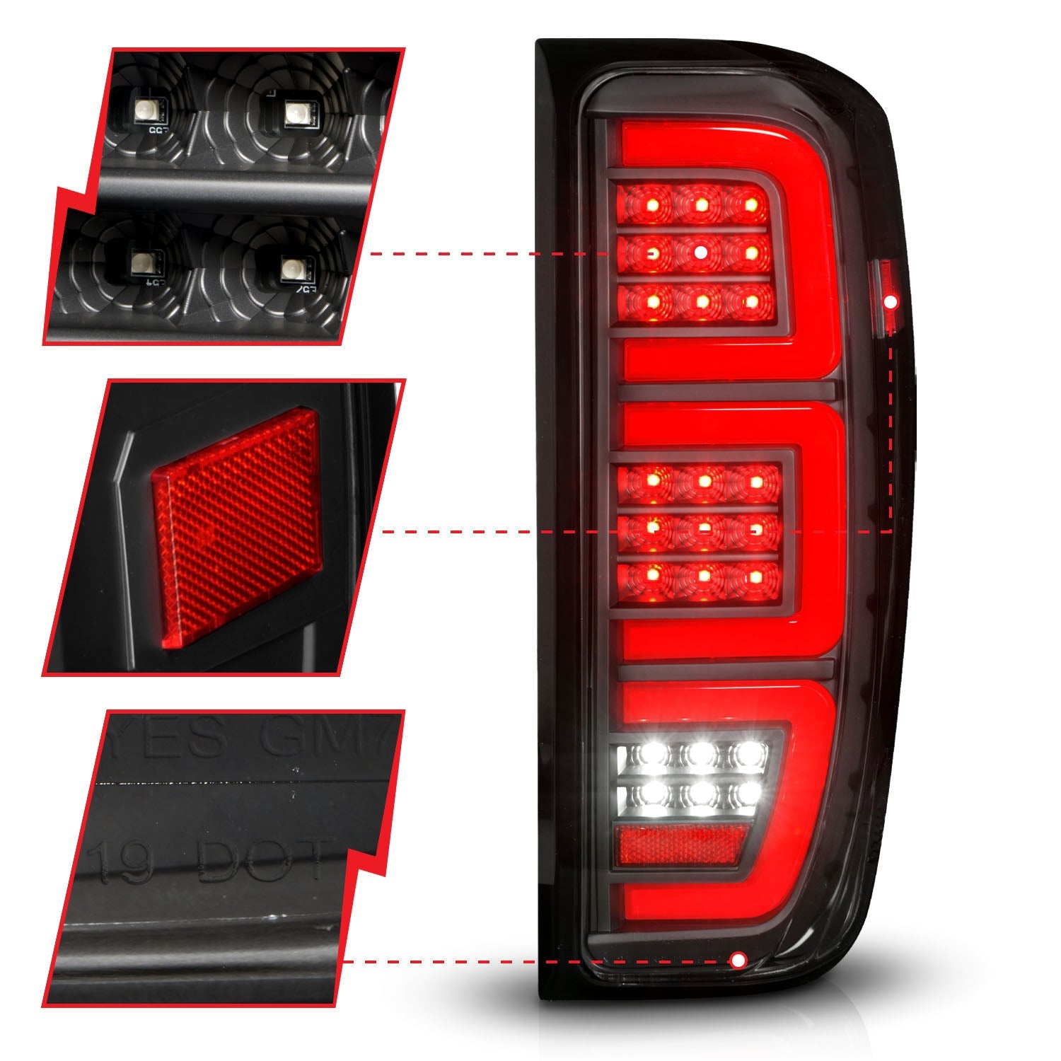 GMC SIERRA 1500 19-24 / 2500HD/3500HD 20-25 FULL LED TAIL LIGHTS BLACK CLEAR LENS W/ INITIATION & SEQUENTIAL SIGNAL (HALOGEN MODELS ONLY)