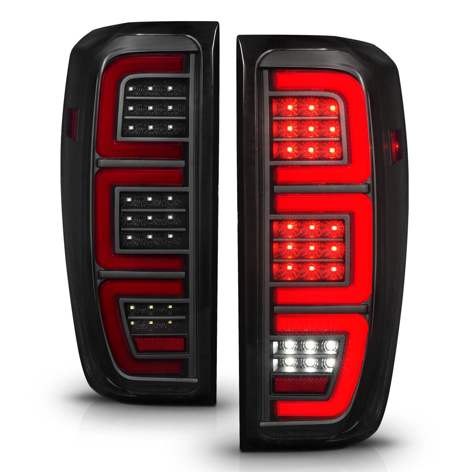 GMC SIERRA 1500 19-24 / 2500HD/3500HD 20-25 FULL LED TAIL LIGHTS BLACK SMOKE LENS W/ INITIATION & SEQUENTIAL SIGNAL (HALOGEN MODELS ONLY)