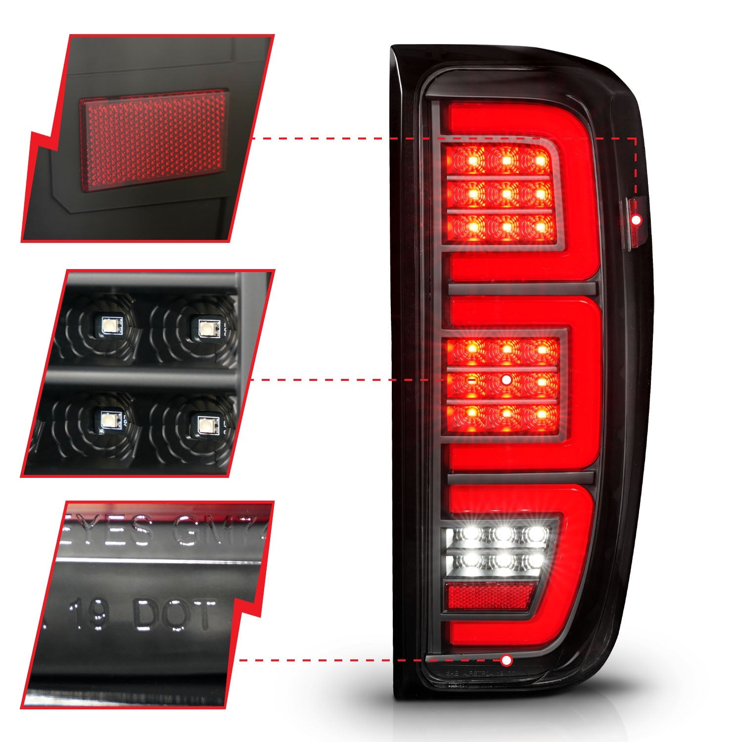 GMC SIERRA 1500 19-23 / 2500HD/3500HD 20-23 FULL LED TAIL LIGHTS BLACK CLEAR LENS W/ INITIATION & SEQUENTIAL SIGNAL (FACTORY LED MODELS)