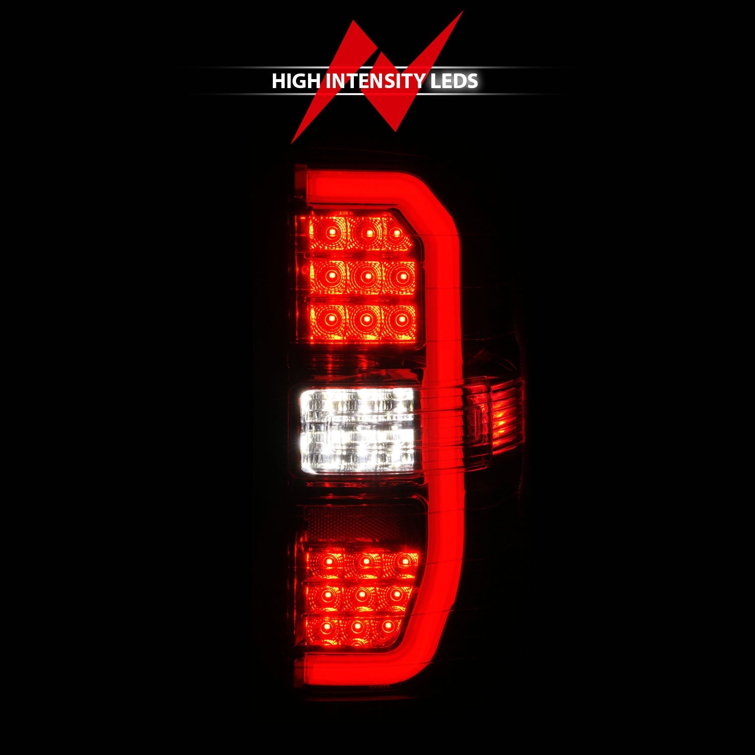 GMC SIERRA 1500 14-18 / 2500HD/3500HD 15-19 FULL LED C BAR STYLE TAIL LIGHTS CHROME RED/CLEAR LENS W/ SEQUENTIAL SIGNAL (DOES NOT FIT OE FACTORY LED MODELS)