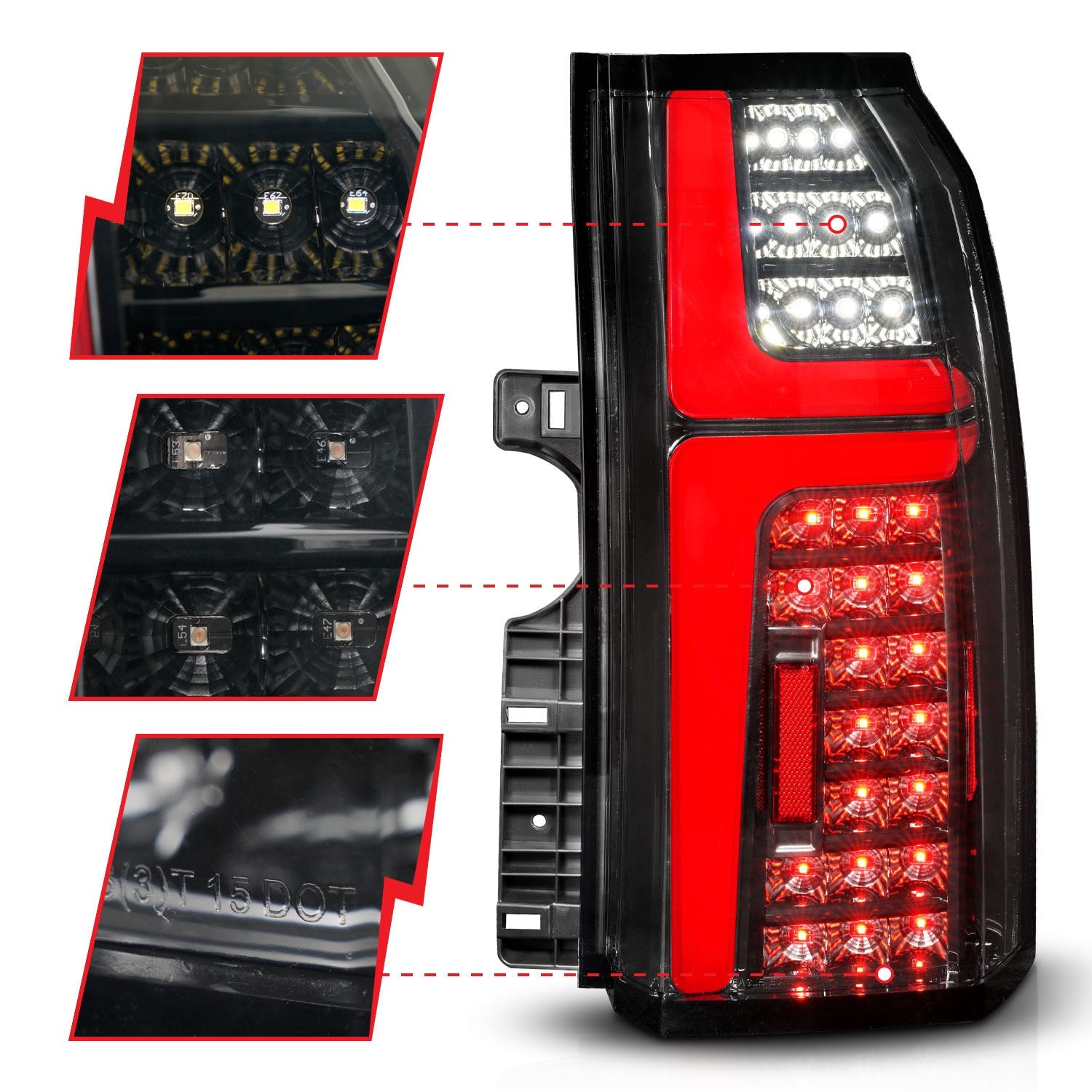 CHEVY TAHOE/SUBURBAN 15-20 FULL LED LIGHT BAR STYLE TAIL LIGHTS BLACK CLEAR LENS W/ SEQUENTIAL SIGNAL