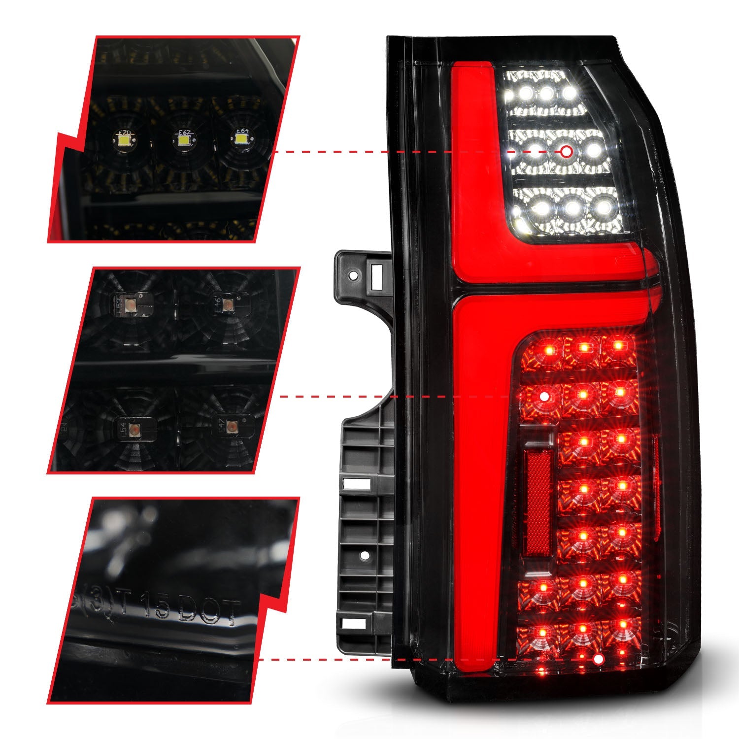 CHEVY TAHOE/SUBURBAN 15-20 FULL LED LIGHT BAR STYLE TAIL LIGHTS BLACK SMOKE LENS W/ SEQUENTIAL SIGNAL