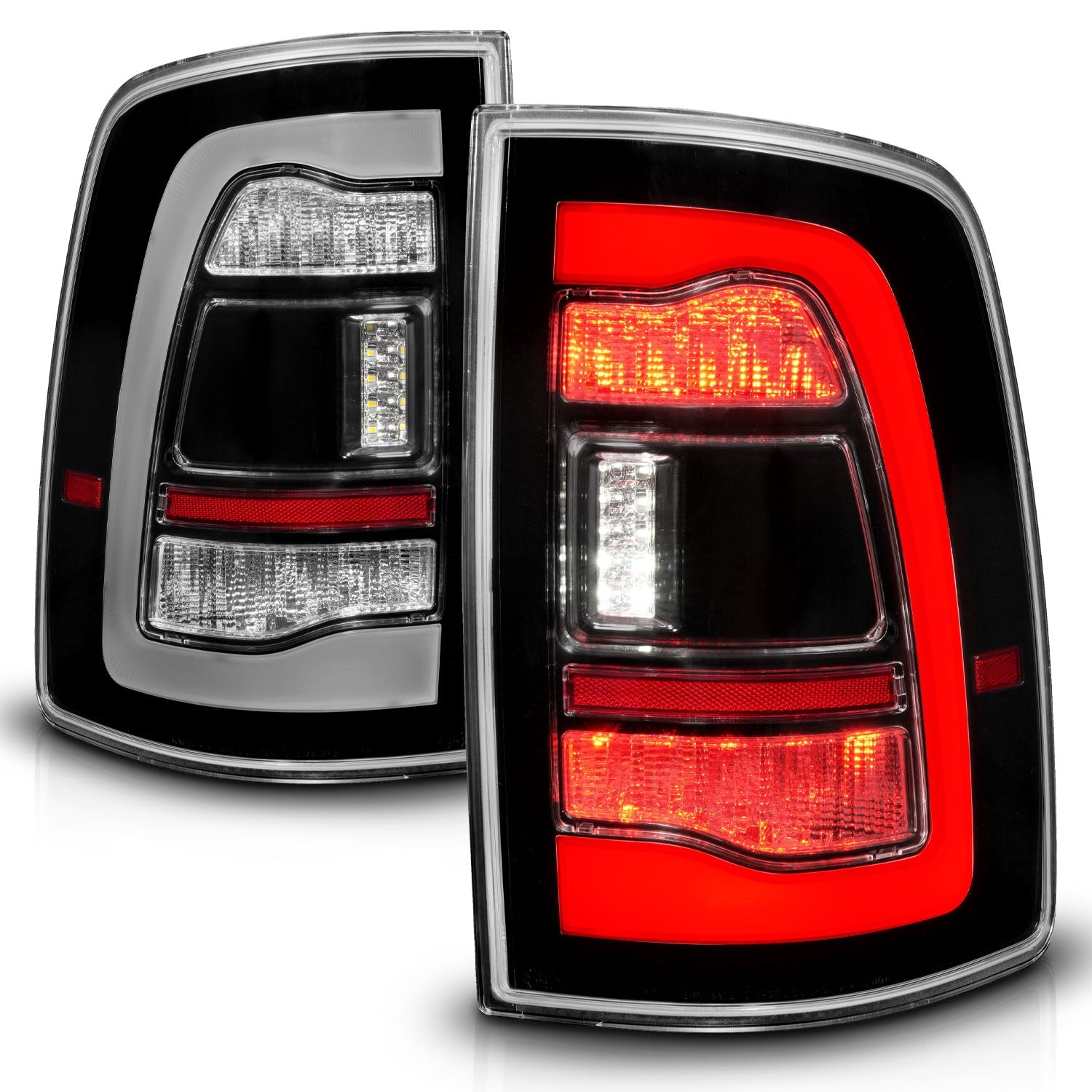 DODGE RAM 1500 09-18 / RAM 2500/3500 10-18 LED TAIL LIGHTS BLACK CLEAR LENS W/ SEQUENTIAL SIGNAL (FOR ALL MODELS)