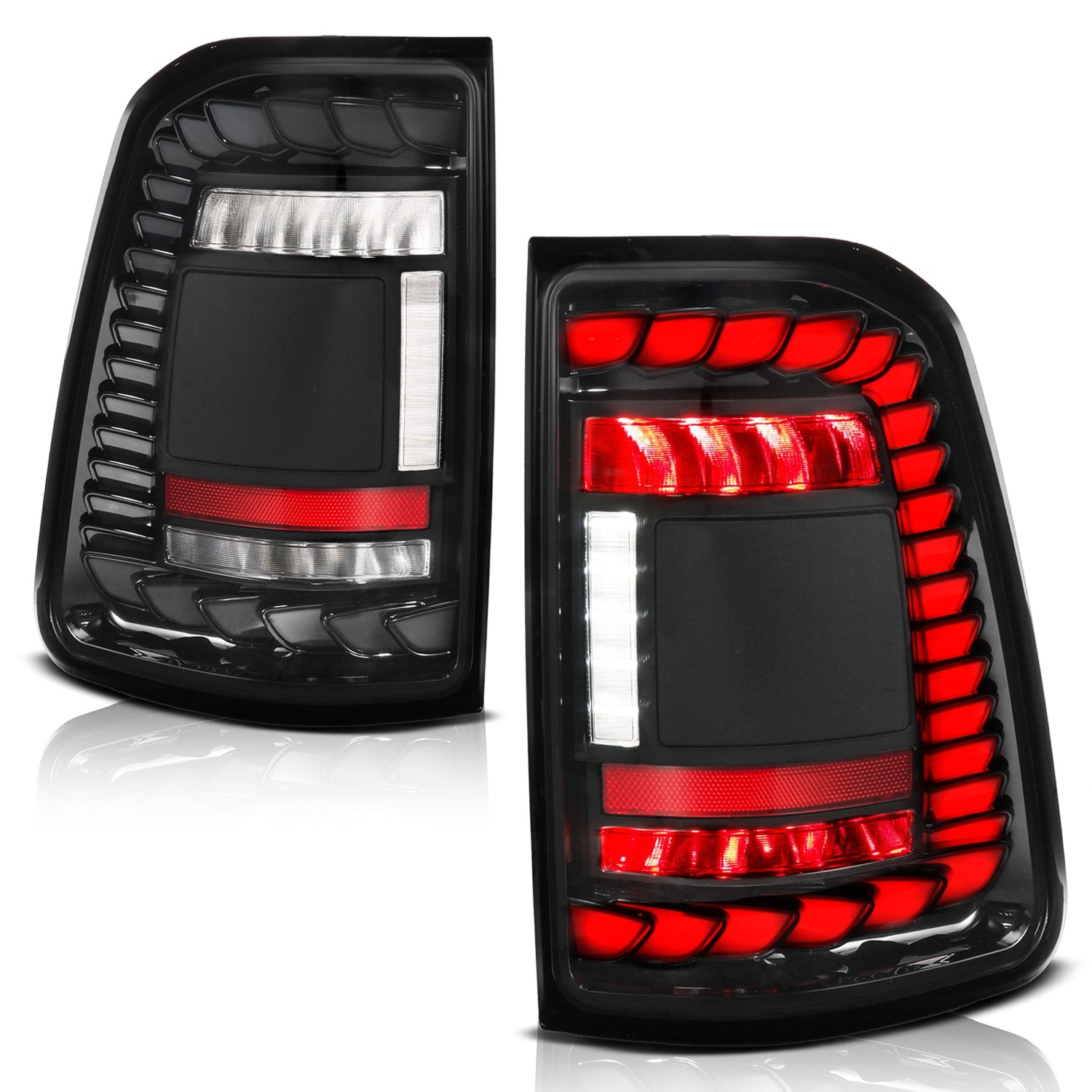 RAM 1500 19-24 FULL LED TAIL LIGHTS BLACK CLEAR LENS W/ SEQUENTIAL SIGNAL (FOR FACTORY LED MODELS ONLY)