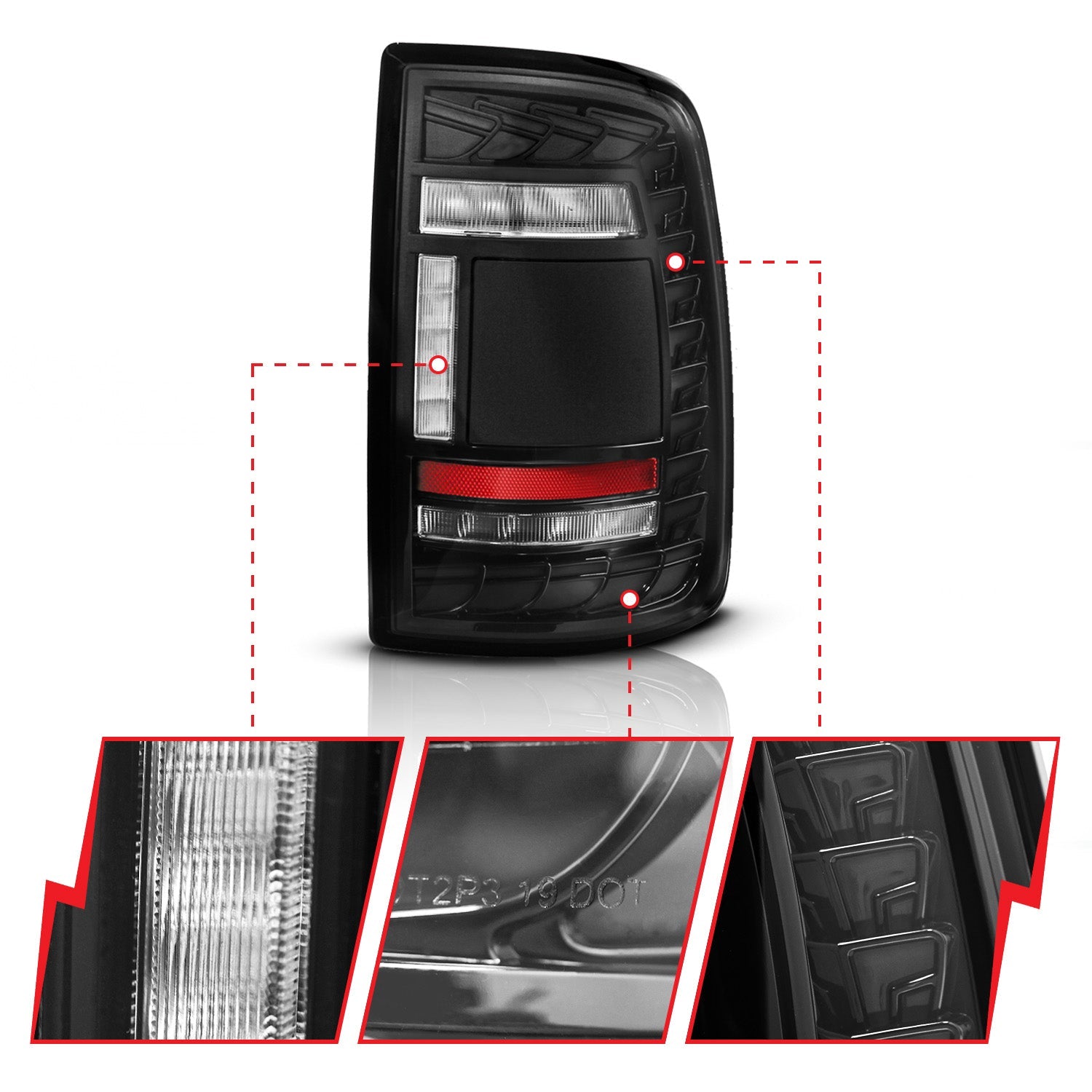 RAM 2500/3500 19-24 FULL LED SEQUENTIAL TAIL LIGHTS BLACK CLEAR LENS (FITS ALL MODELS)