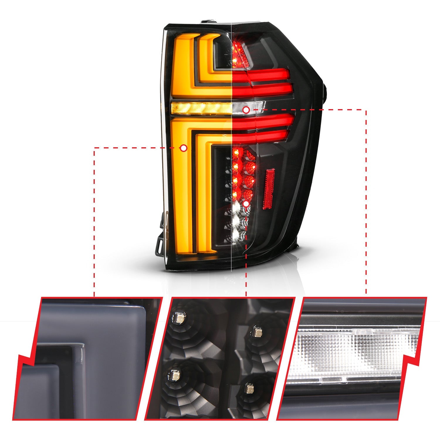 CHEVY SUBURBAN/TAHOE 21-24 FULL LED LIGHT BAR TAIL LIGHTS BLACK CLEAR LENS W/ SEQUENTIAL