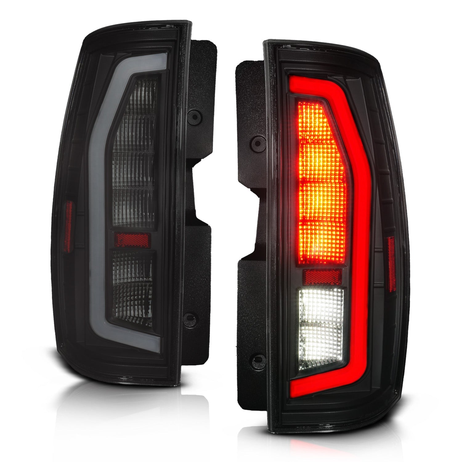 CHEVY TAHOE/SUBURBAN / GMC YUKON/YUKON XL 07-14 FULL LED LIGHT BAR TAIL LIGHTS BLACK HOUSING SMOKE LENS G2