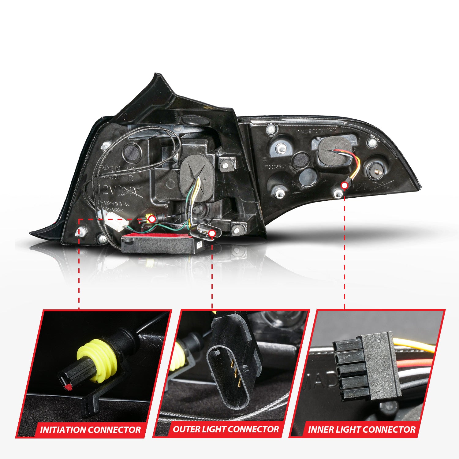 TESLA MODEL 3 17-23/MODEL Y 20-24 LED TAIL LIGHTS BLACK HOUSING SMOKE LENS (W/ SEQUENTIAL) (4PCS)