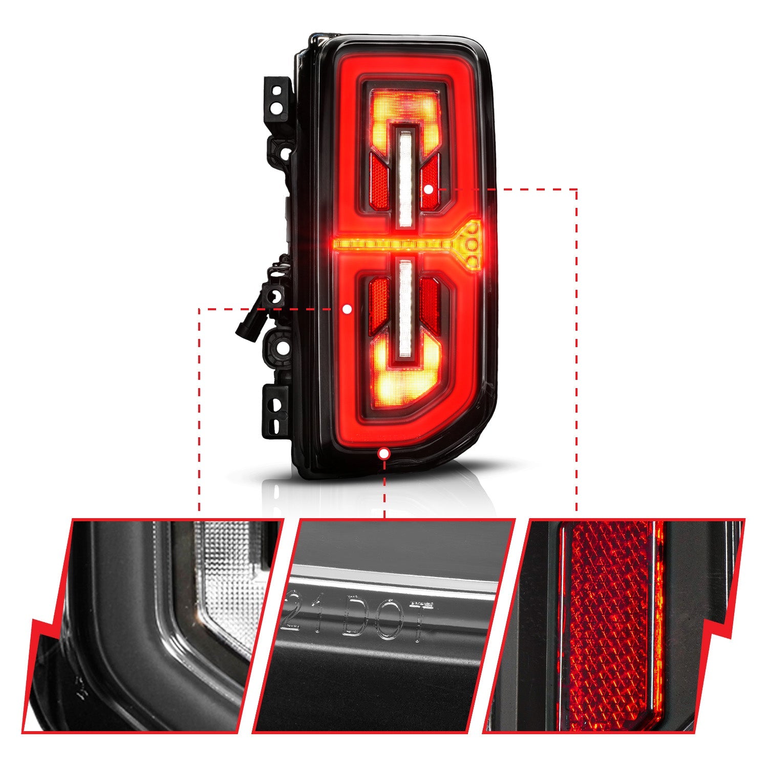 FORD BRONCO 21-26 FULL LED TAIL LIGHTS BLACK HOUSING CLEAR LENS W/ SEQUENTIAL SIGNAL