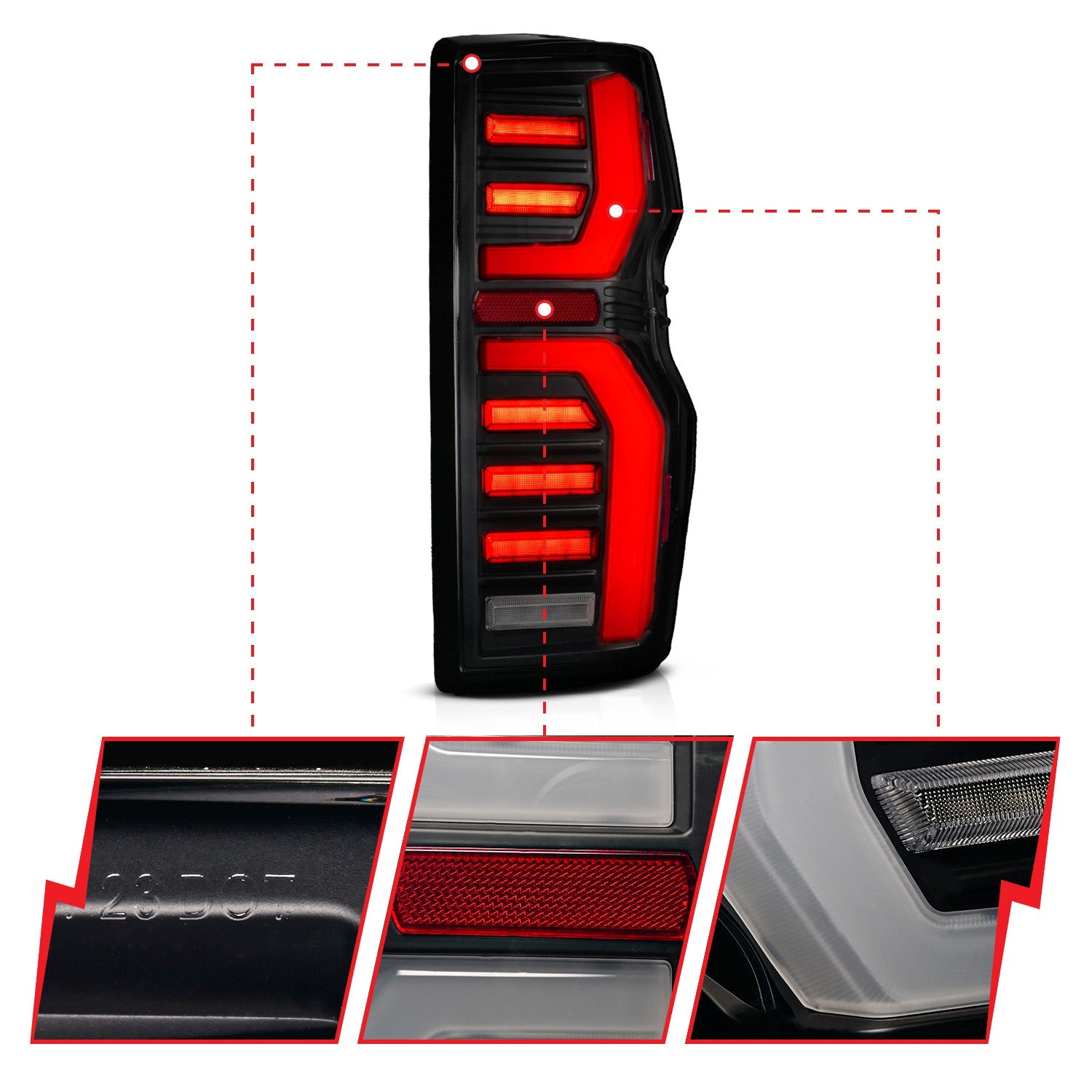 CHEVY COLORADO 23-26 FULL LED TAIL LIGHTS BLACK HOUSING SMOKE LENS W/ SEQUENTIAL SIGNAL (FITS ALL MODELS)