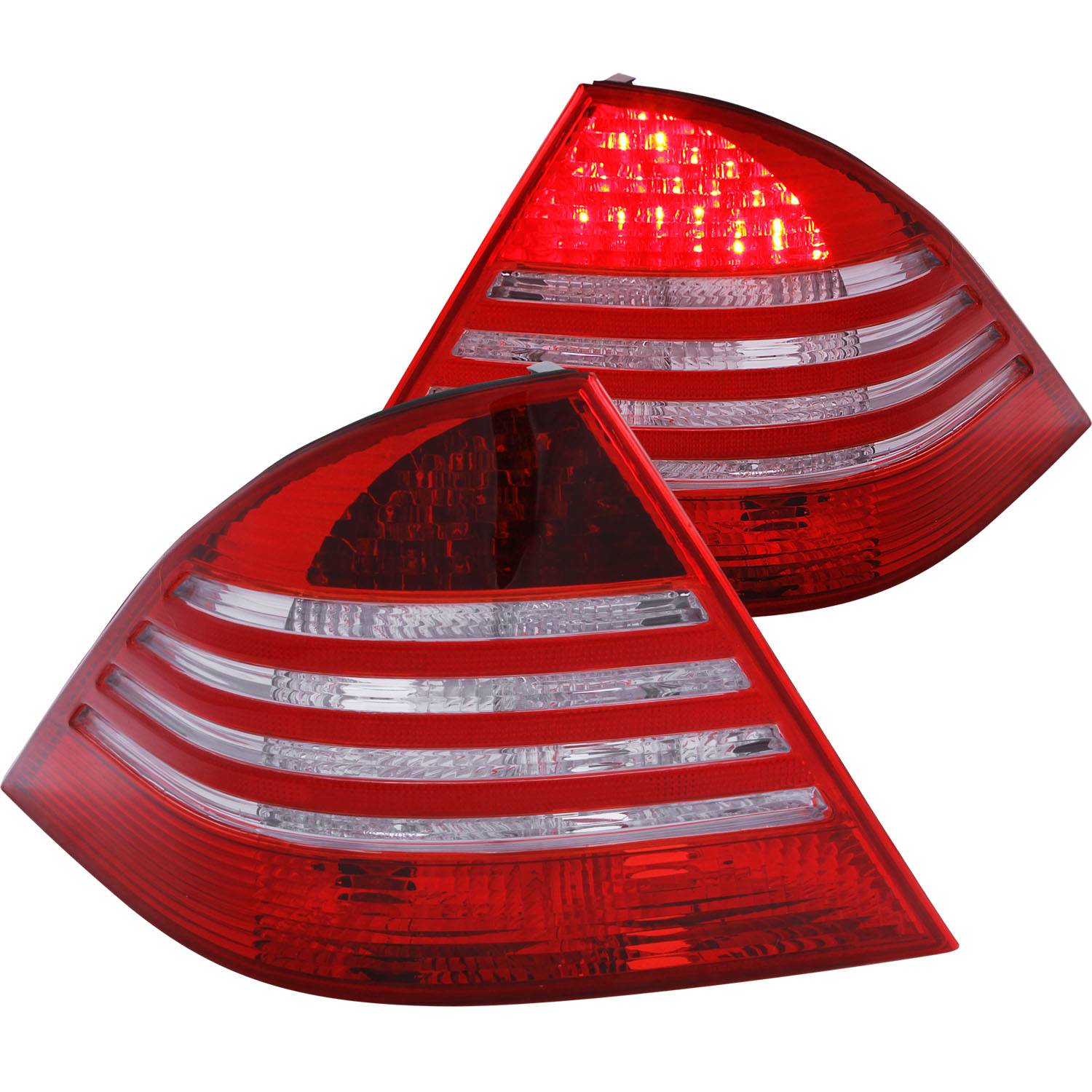MBZ S CLASS W220 S430/S500/S600/S55 AMG 00-06 LED TAIL LIGHTS CHROME RED/CLEAR LENS
