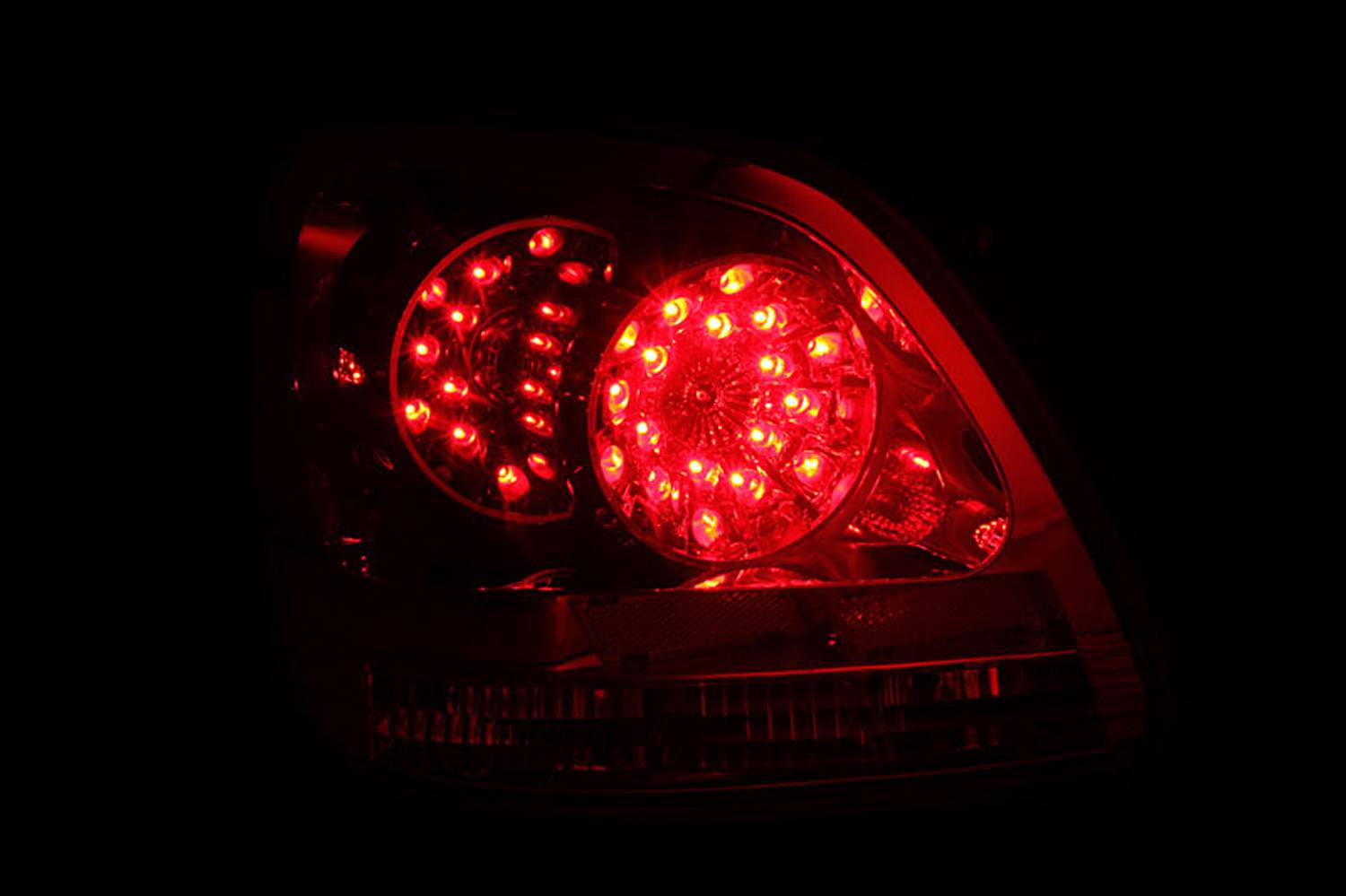 LEXUS GS300 98-05 / GS400 98-00 / GS430 01-05 LED TAIL LIGHTS CHROME RED/CLEAR LENS
