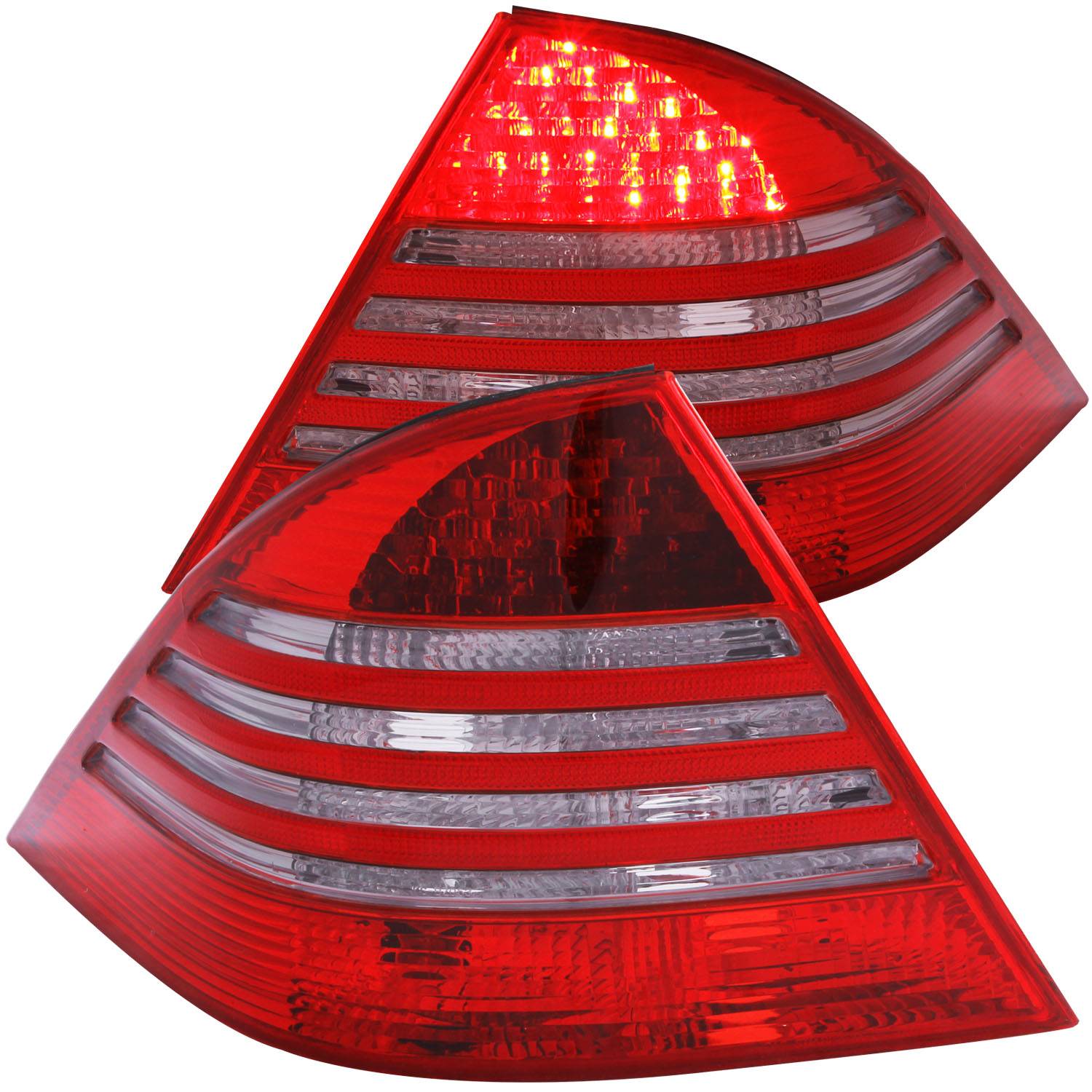 MBZ S CLASS W220 S430/S450/S500/S550/S600/S55 AMG 00-05 LED TAIL LIGHTS CHROME RED/SMOKE LENS