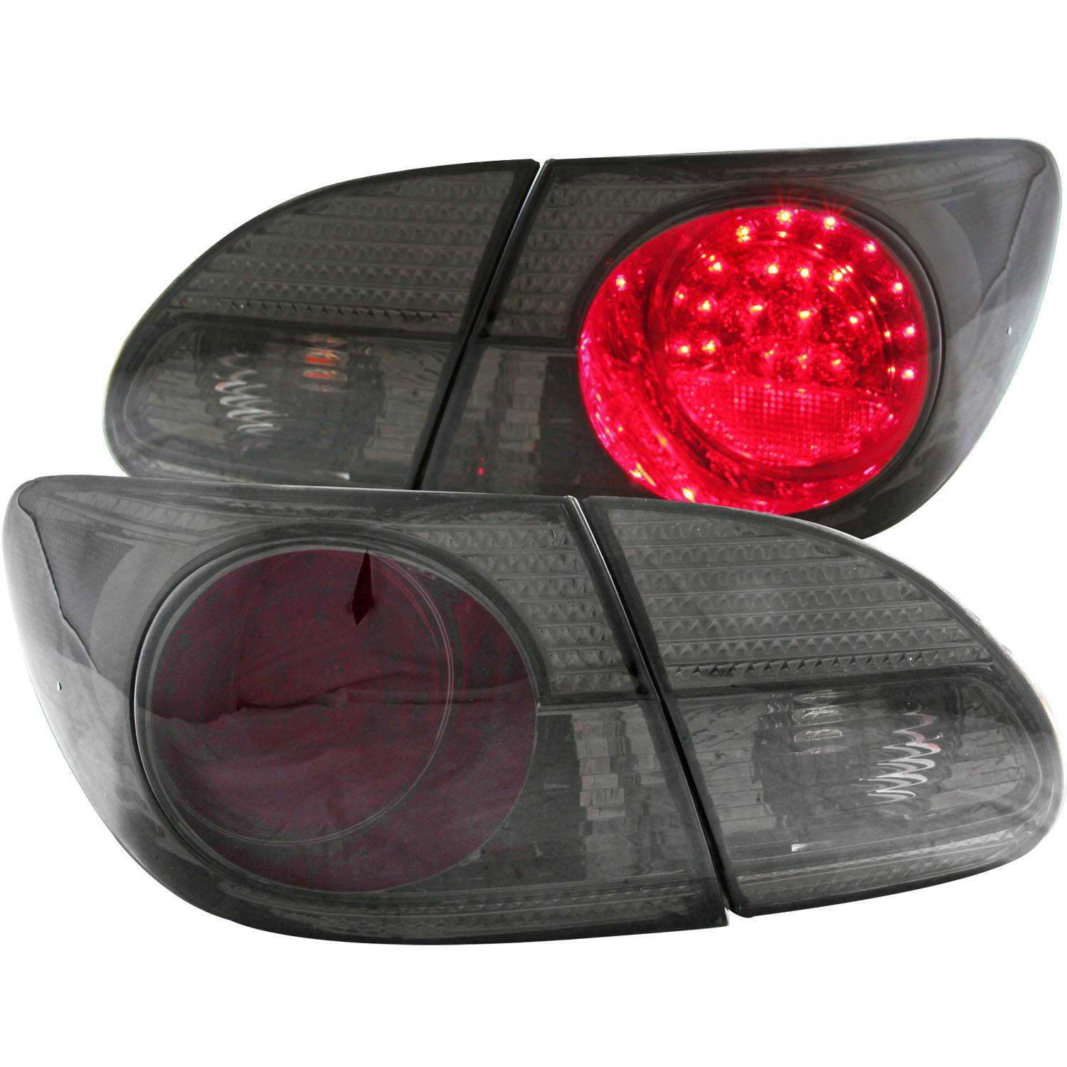 TOYOTA COROLLA 03-08 LED TAIL LIGHTS CHROME RED/SMOKE LENS 2PC