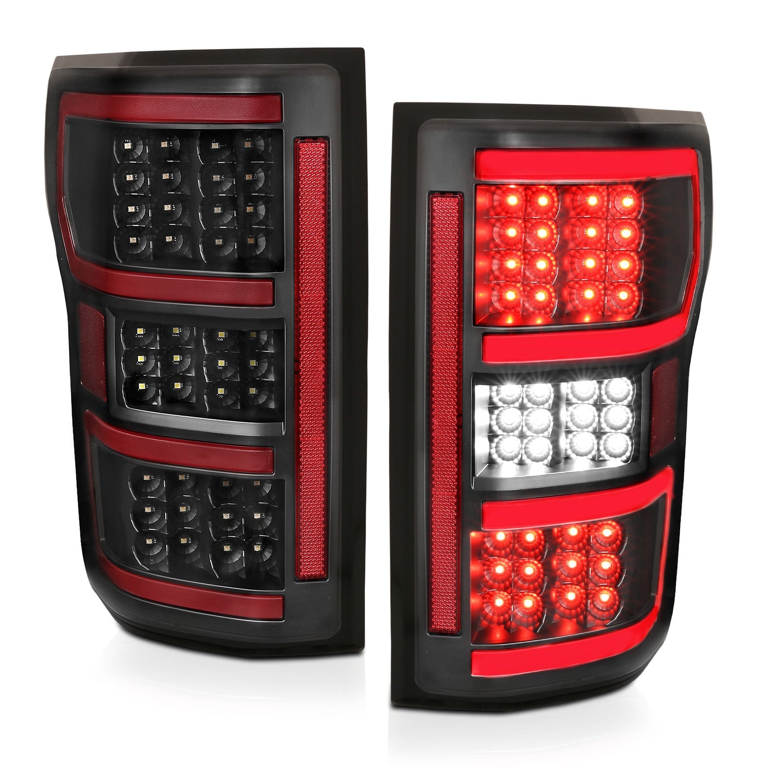 FORD F-150 18-20 FULL LED TAIL LIGHTS BLACK (RED LIGHT BAR)