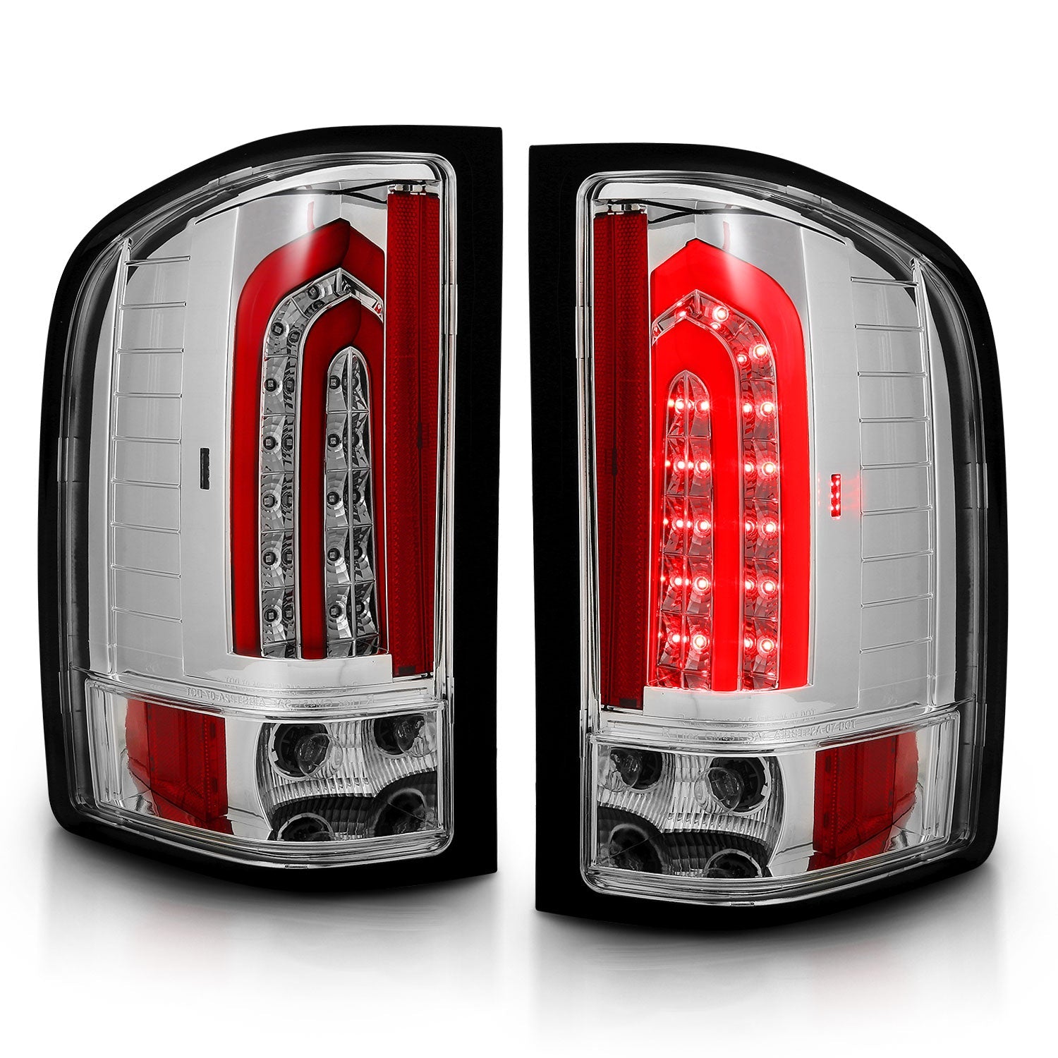 CHEVY SILVERADO 1500 07-13 / 2500HD/3500HD 07-14 LED LIGHT BAR STYLE TAIL LIGHTS CHROME