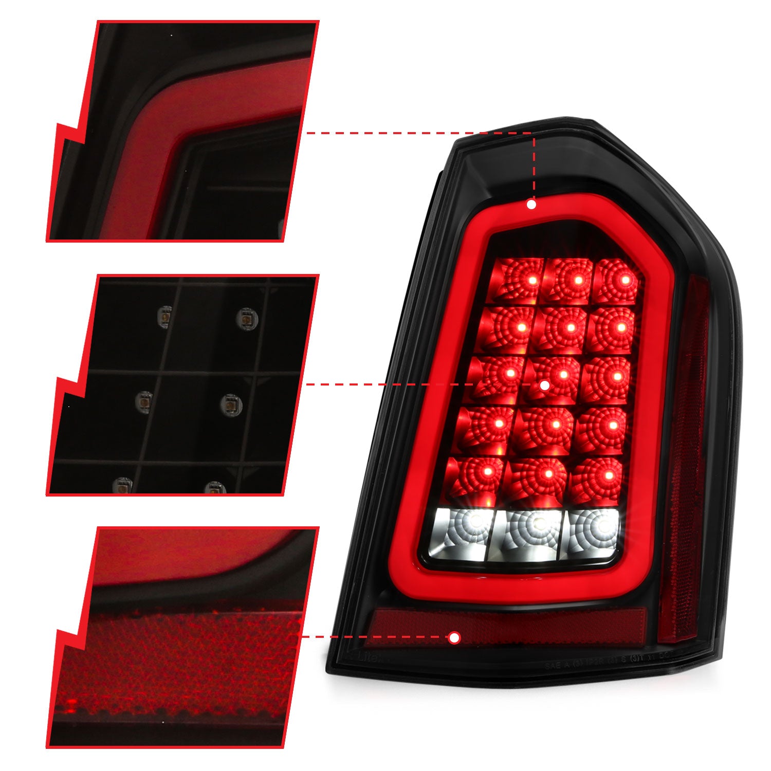 11-14 CHRYSLER 300 LED TAIL LIGHTS BLACK W/ SEQUENTIAL SIGNAL