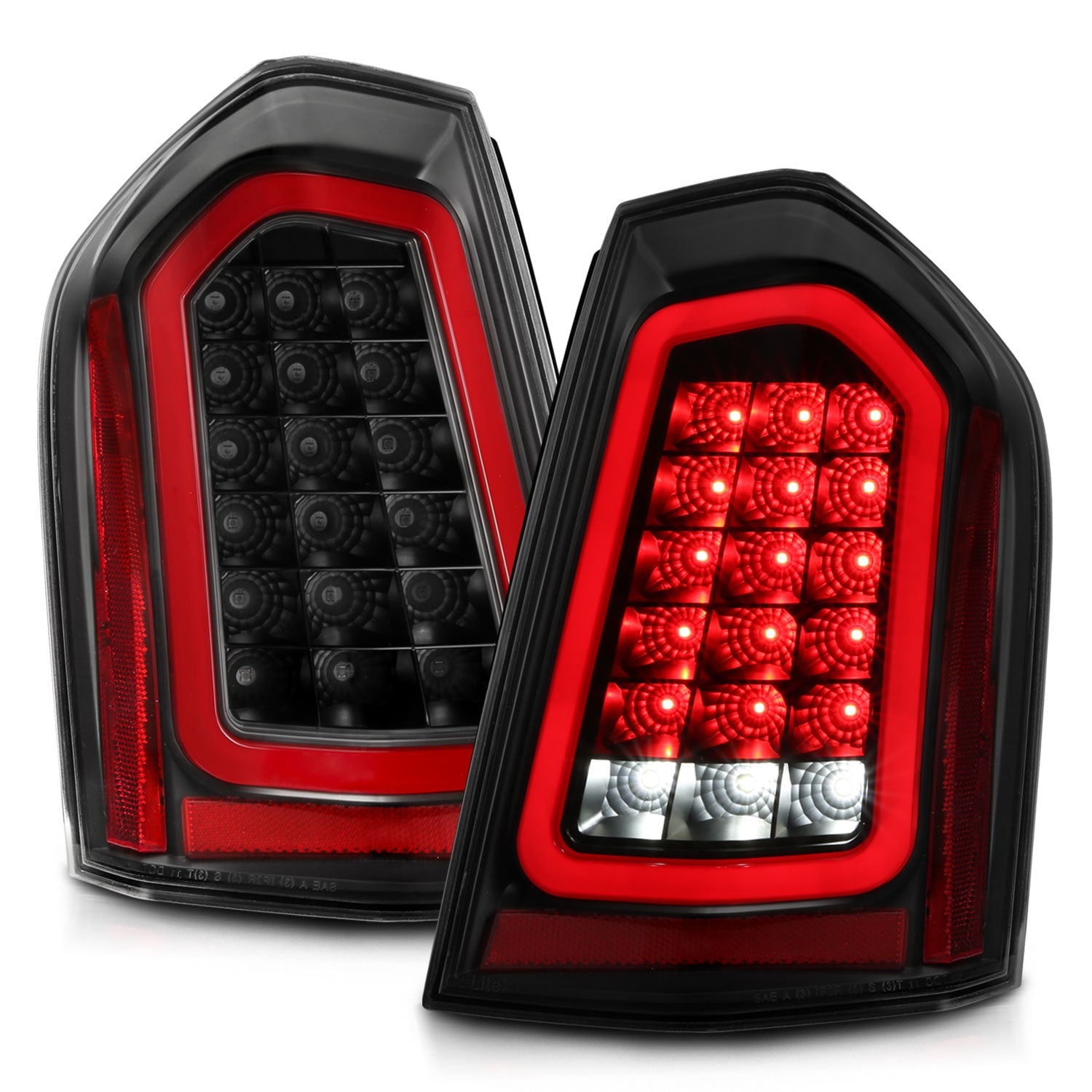 11-14 CHRYSLER 300 LED TAIL LIGHTS BLACK W/ SEQUENTIAL SIGNAL