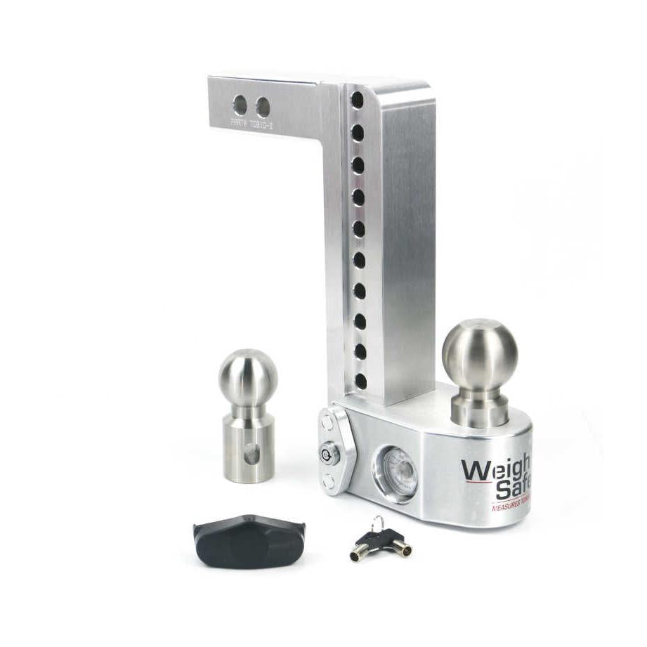 Weigh Safe 10-inch Drop Hitch with Built-in Scale and 2-inch Shank - Aluminum, 10K/12.5K GTWR