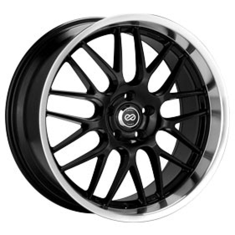 Enkei Lusso 18x8 40mm Offset 5x120 Bolt Pattern Black w/ Machine Lip Wheel-SR1 Performance