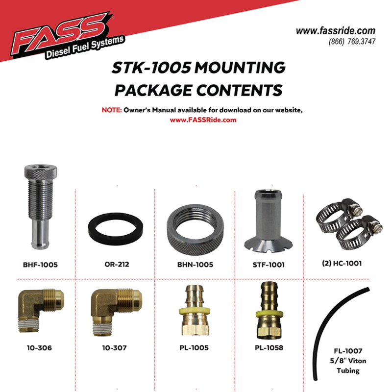 FASS Fuel Systems Diesel Fuel Bulkhead and Viton Suction Tube Kit (Complete Kit) STK-1005-SR1 Performance