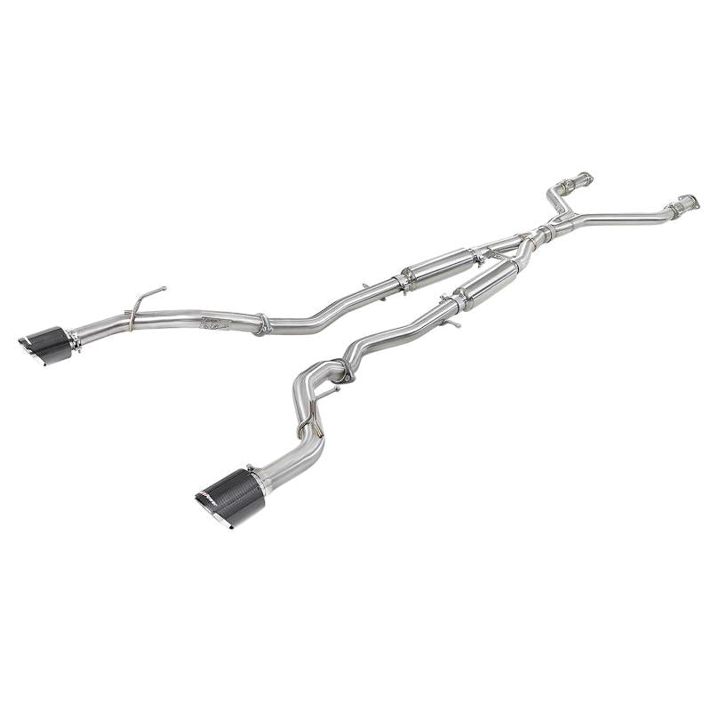 aFe POWER Takeda 2.5in 304 SS CB Exhaust w/ Carbon Fiber Tips 17-19 Infiniti Q60 V6-3.0L (tt)-SR1 Performance