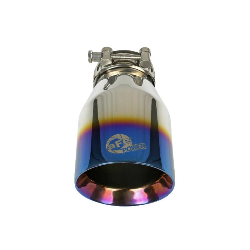 aFe Mach Force XP 304 Stainless Steel Clamp-On Exhaust Tip 2.5in Inlet / 4in Outlet - Blue Flame