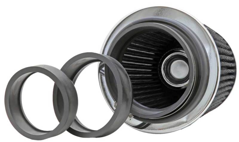 K&N Universal Filter Chrome Round Tapered White - 4in Flange ID x 1.125in Flange Length x 5.5in H-SR1 Performance