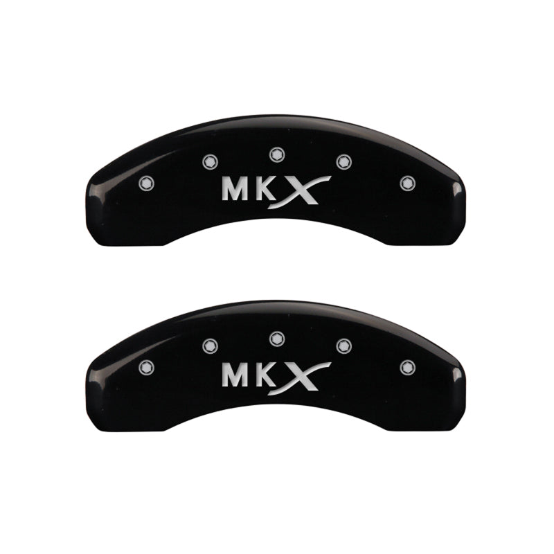 MGP Custom Aluminum Caliper Covers for Lincoln MKX * Black Finish with Silver Engraving, Part Number 36007SLCXBK