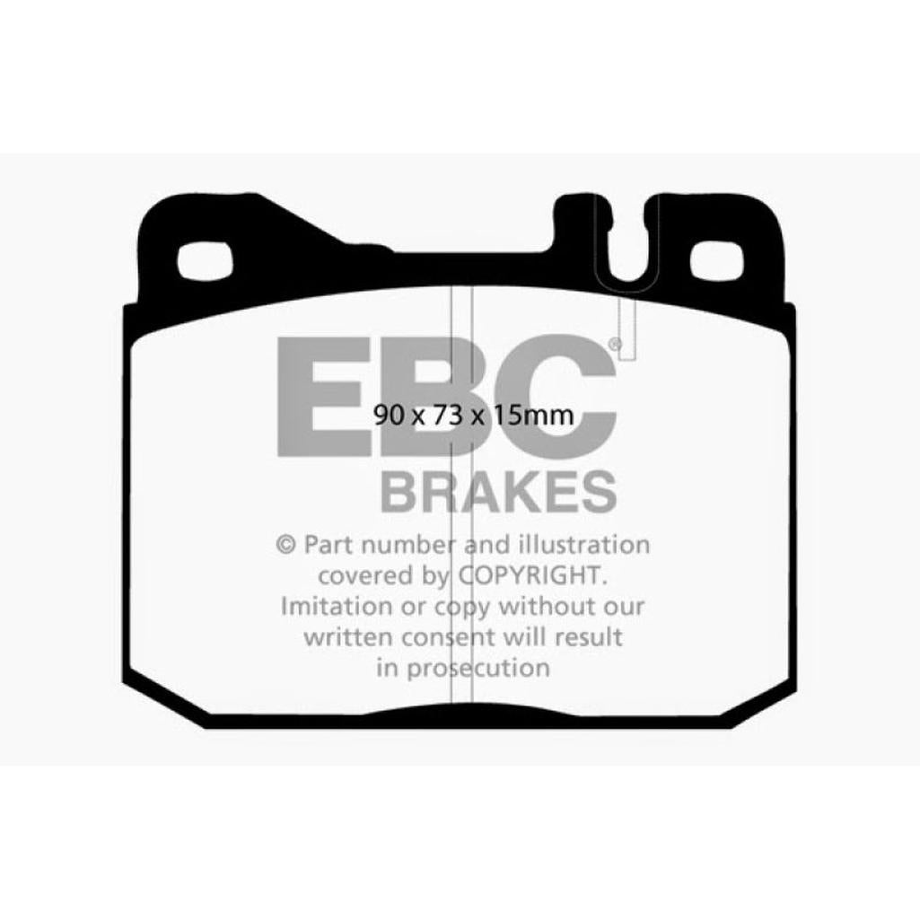 EBC Redstuff Ceramic Low Dust Front Brake Pads for Mercedes-Benz 230 and 240D (1972-1979)