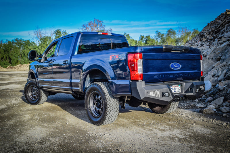 DV8 Offroad 2017+ Ford F-250/350/450 Rear Bumper with LED Backup Lights and Mesh Aluminum Grills