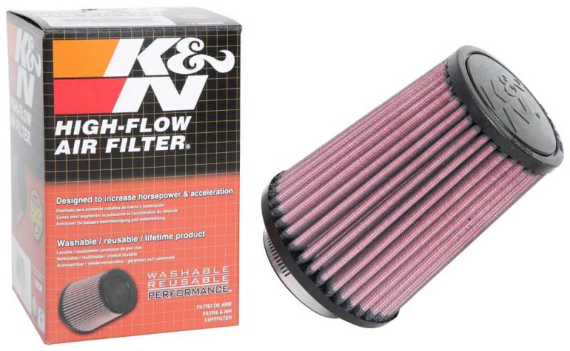 K&N Universal Rubber Filter 2-1/2in Flg / 4-1/2in OD B / 3-1/2in OD T / 6in H - Black Top-SR1 Performance
