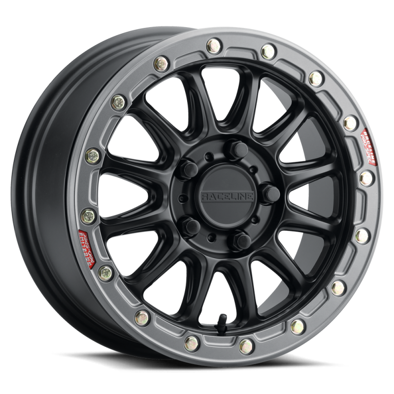 Raceline A14BG Alpha 15x7 inch PowerSports Beadlock Wheel with Black & Gunmetal Ring (Part A14BG-57012+53)
