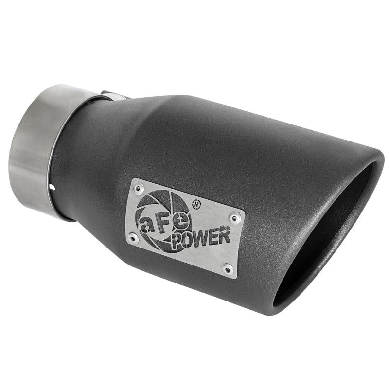 aFe MACH Force-Xp 3in 304 SS Metallic Black Exhaust Tip 3in In x 4-1/2in Out x 9in L Clamp-On Right-SR1 Performance