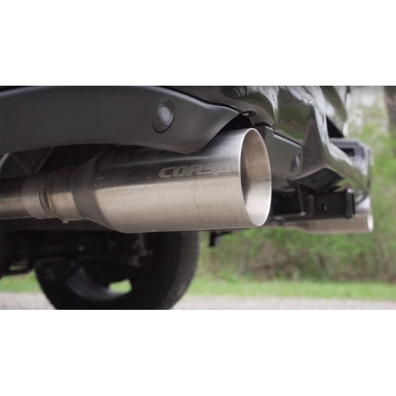 Corsa 19-24 Ram 1500 5.7L Crew Cab w/ 57in or 76in Bed Cat-Back Dual Rr Exit 5in Satin Polished Tips-SR1 Performance