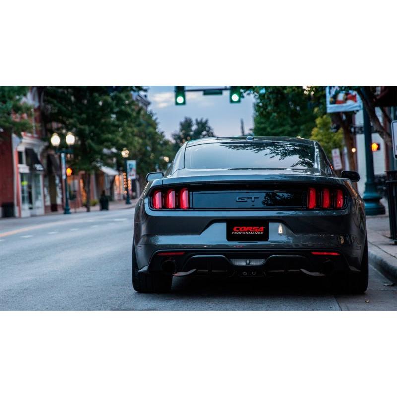 Corsa 2015-2017 Ford Mustang GT 5.0 3in Cat Back Exhaust Black Dual Tips (Sport)