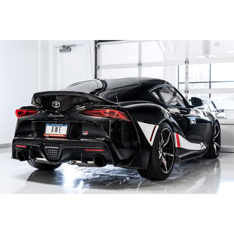 AWE 2020 Toyota Supra A90 Resonated Touring Edition Exhaust - 5in Chrome Silver Tips