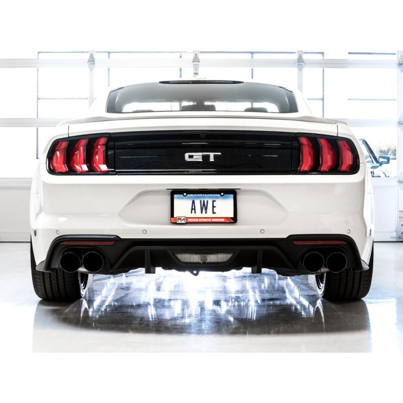 AWE Tuning 2018+ Ford Mustang GT (S550) Cat-back Exhaust - Touring Edition (Quad Diamond Black Tips)